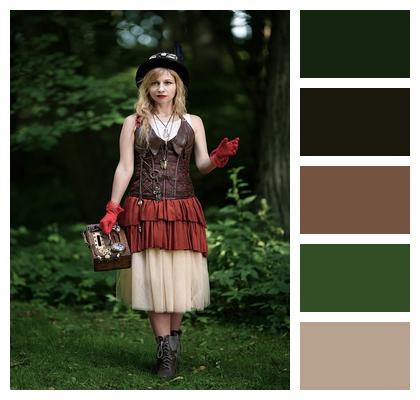 Forest Steampunk Young Woman Image